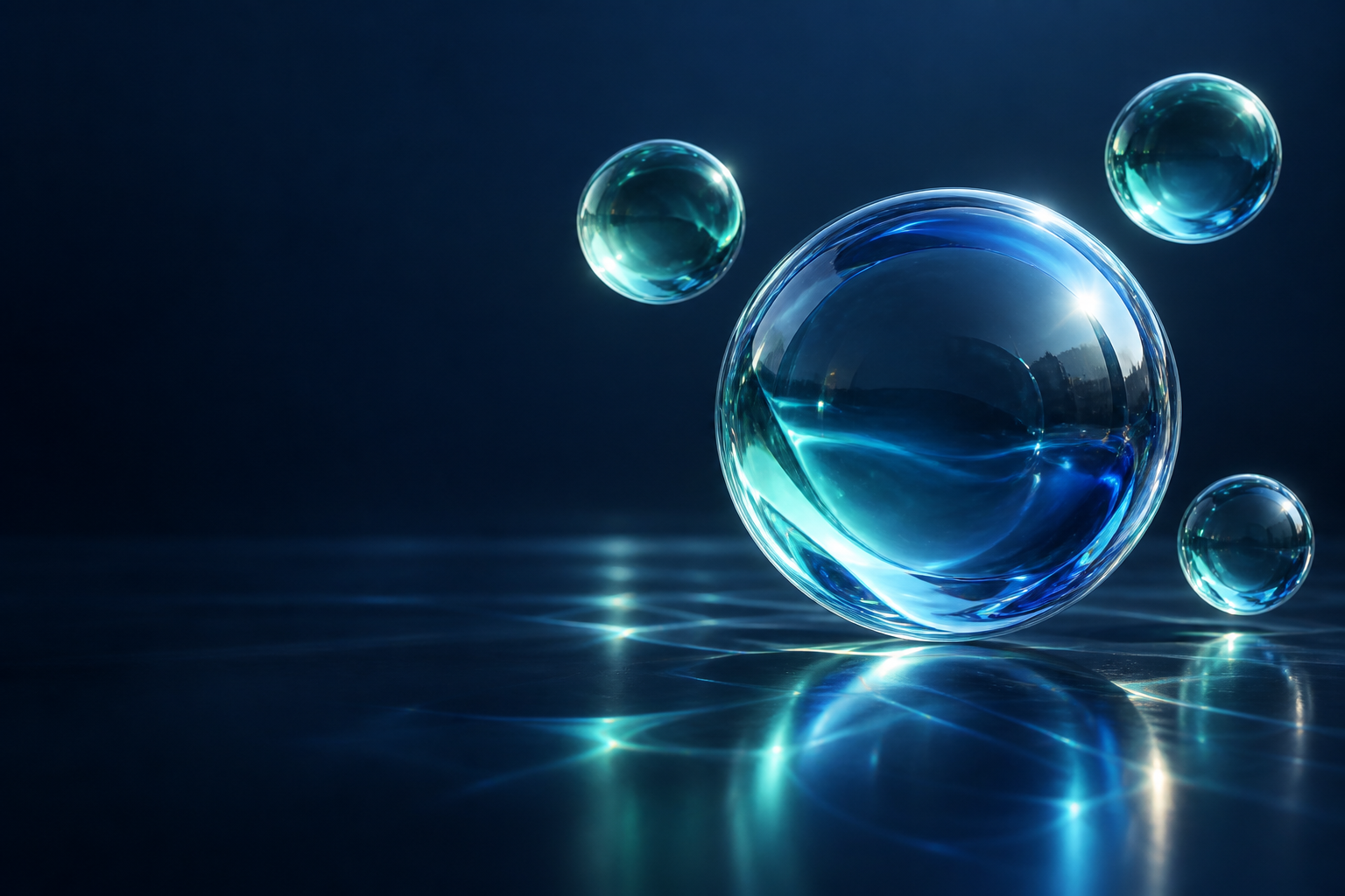 Translucent blue and aqua glass bubbles
